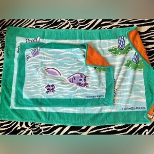 Rare matched pair Hermès beach or bath towels circa 2004/2005